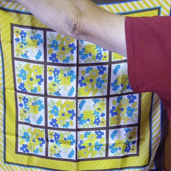 Echo Accessories - NWT Echo Square Floral Silk Scarf. Yellow Gold Teal Blue Green Brown White
